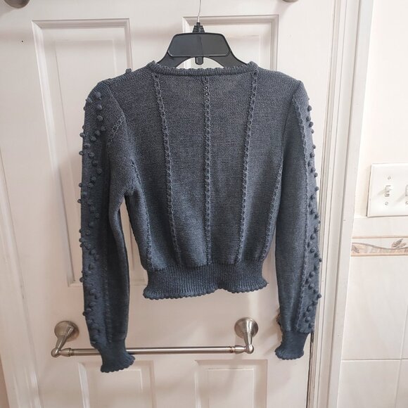 Lena Hoschek Liesl Weste Grau Grey Wool Flower Cardigan - Picture 7 of 7